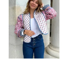 Awesome Quilted Floral Reversible Coat Sødeste lille cropped quiltet jakke, vendbar og letvægts