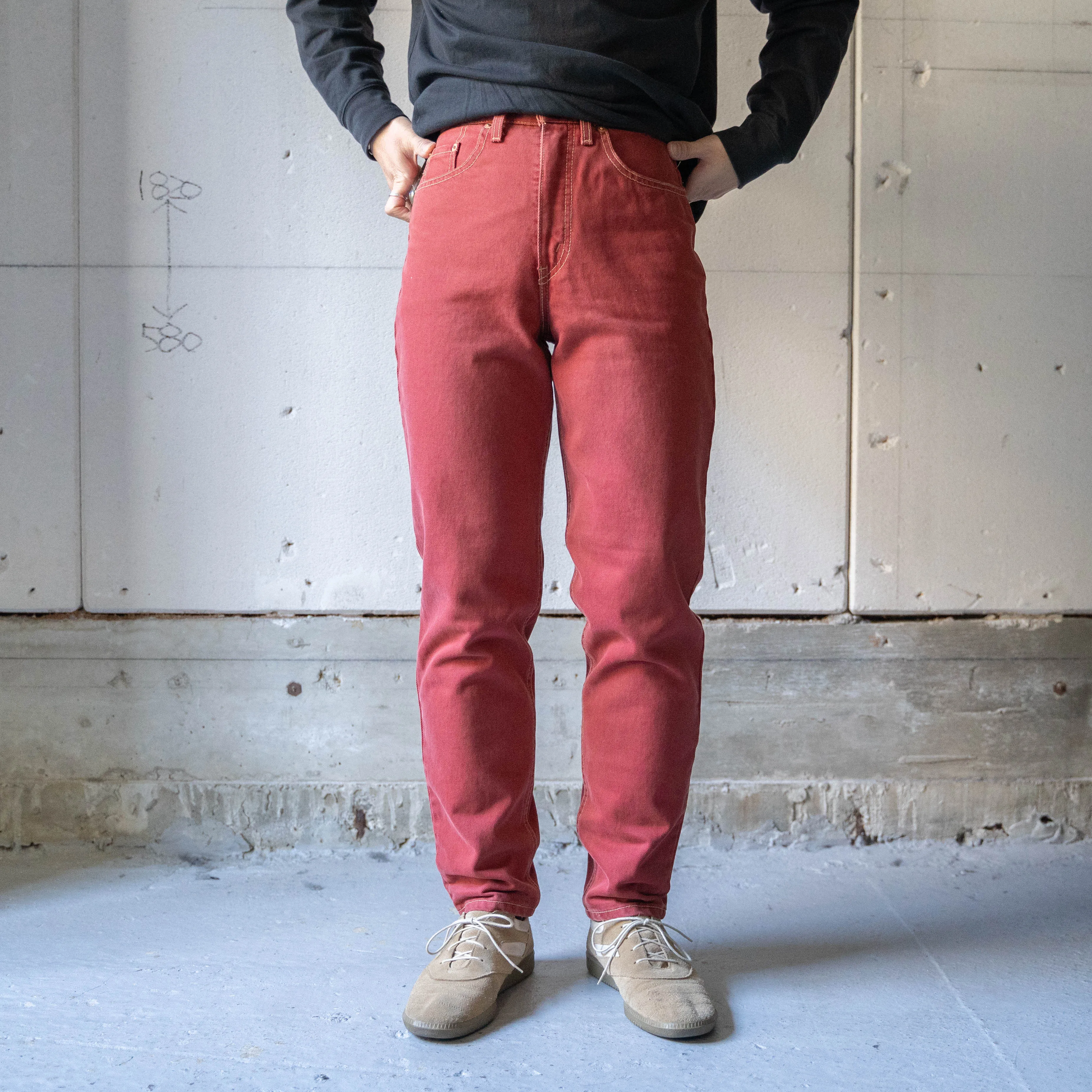 1990s Euro Levi's red color denim pants 'dead stock' -made in Belgium-