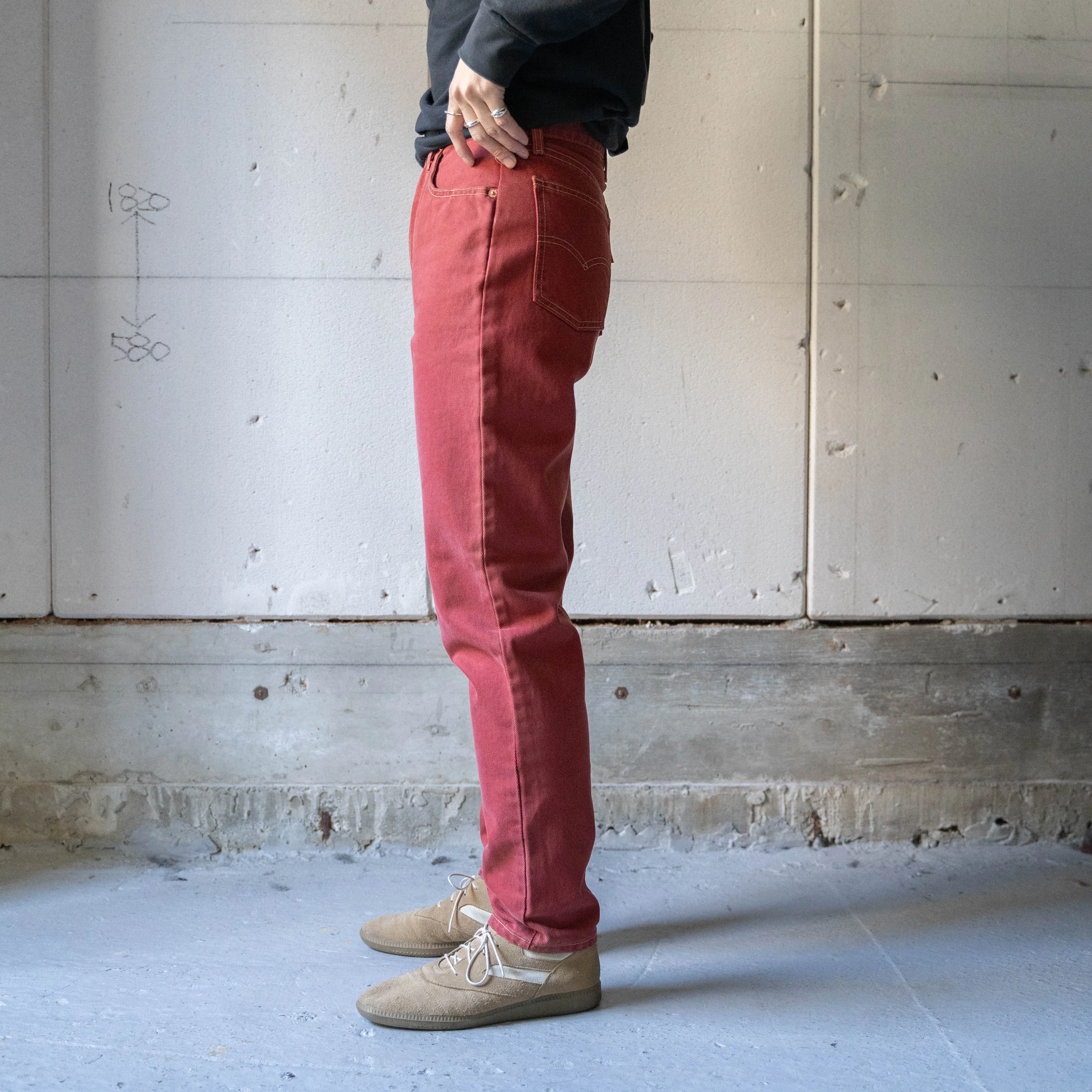 1990s Euro Levi's red color denim pants 'dead stock' -made in Belgium-