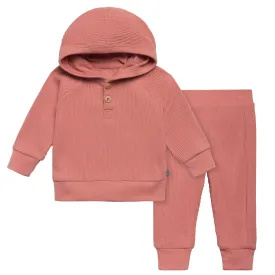 2-Piece Baby Girls Medium Rose Hoodie and Pant Set