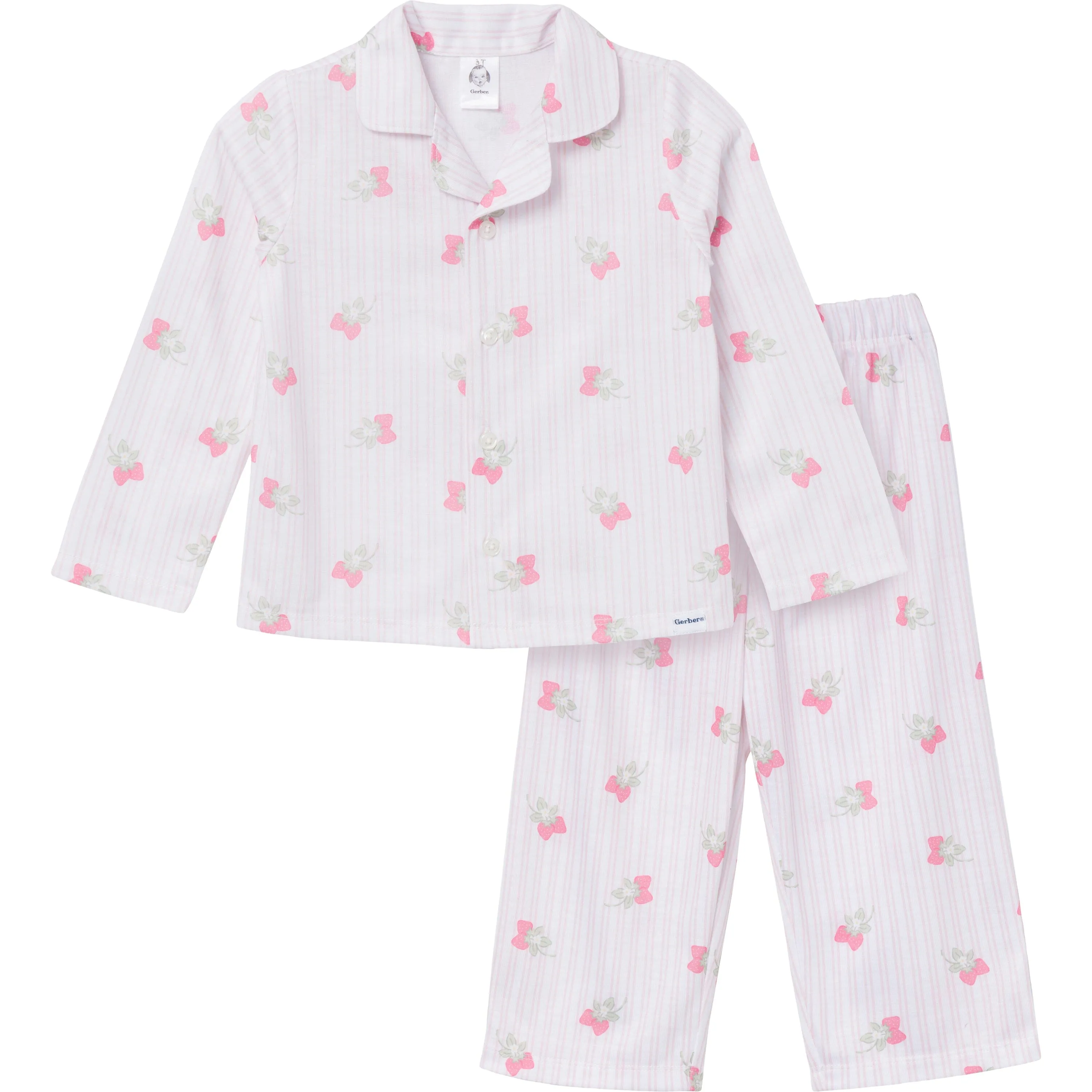 2-Piece Infant & Toddler Girls Berries Button Up Pajama Set