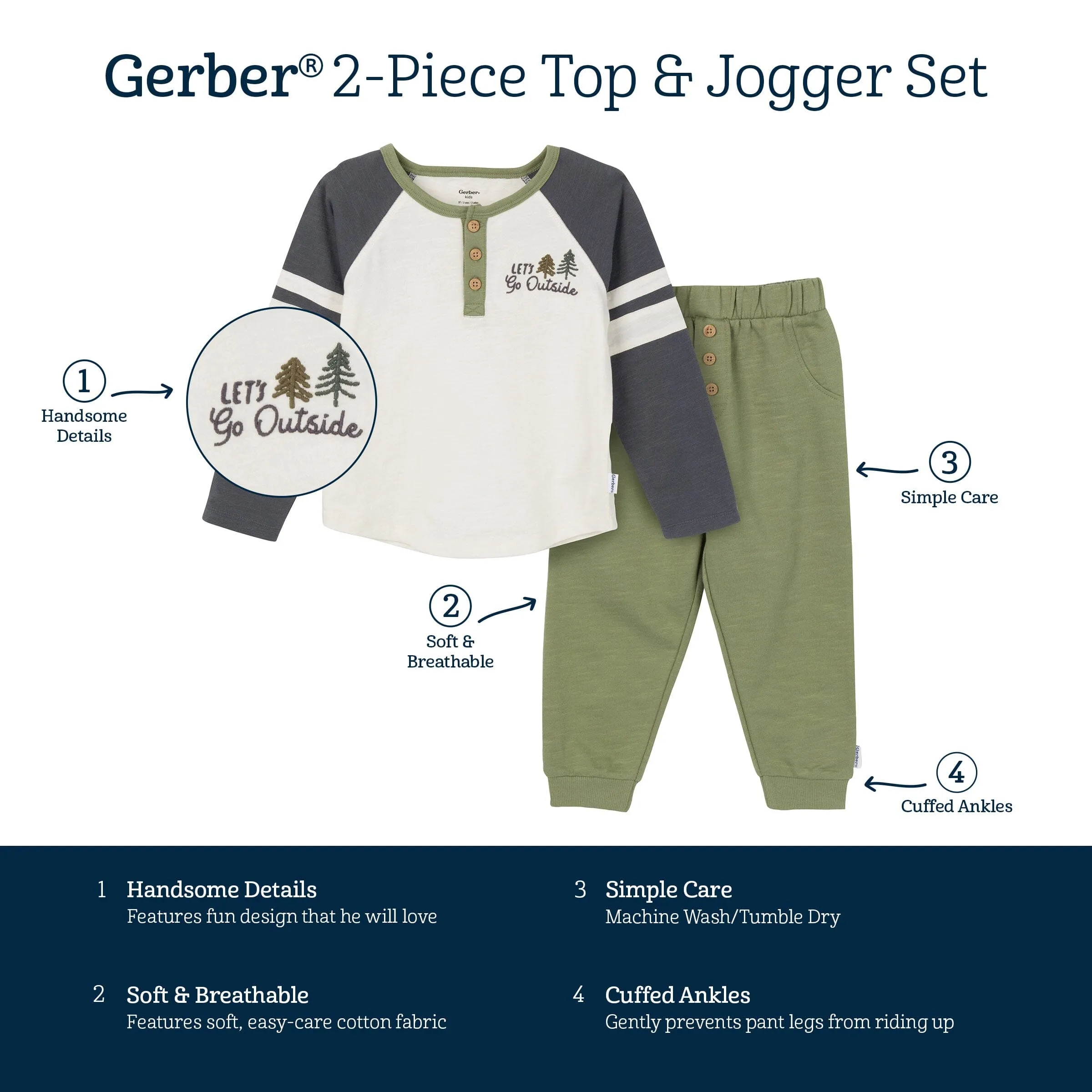 2-Piece Toddler Boys Let's Go Outside Top & Joggers Set