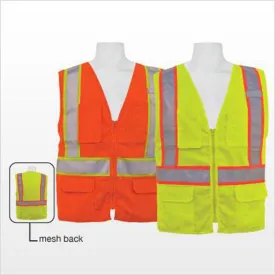 3A Safety - ANSI Certified Multi-pocket Safety Vest with Mesh Back Lime Color Size Large