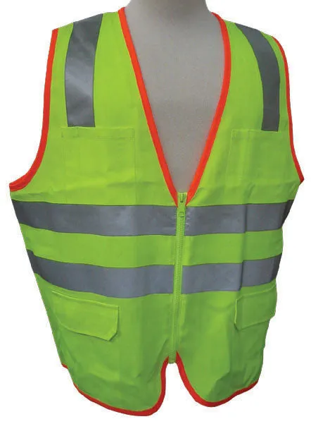 3A Safety - ANSI Certified Safety Vest with Contrasting Outline Lime Color Size Medium