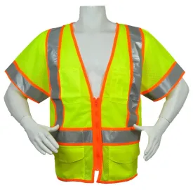 3A Safety - ANSI Certified Ultra-lightweight Safety Vest with Contrasting Outlines Lime Color Size 5X-large