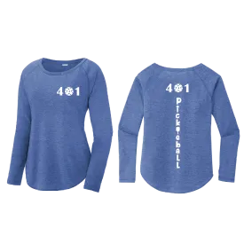 401 Rhode Island Pickleball Club | Women's Long Sleeve Scoop Neck Pickleball Shirts | 75/13/12 poly/cotton/rayon