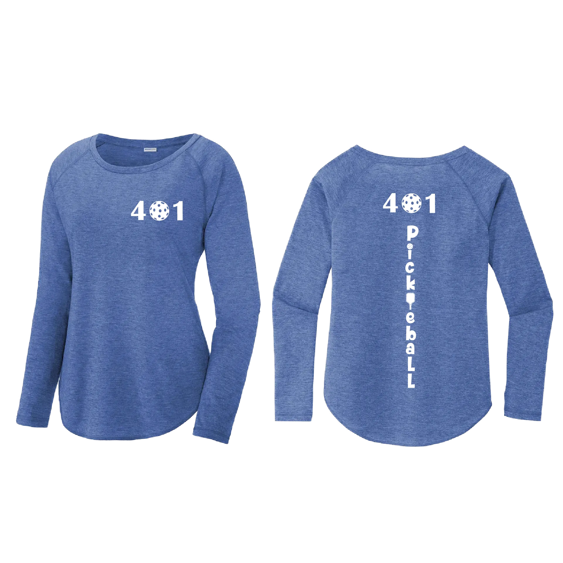 401 Rhode Island Pickleball Club | Women's Long Sleeve Scoop Neck Pickleball Shirts | 75/13/12 poly/cotton/rayon