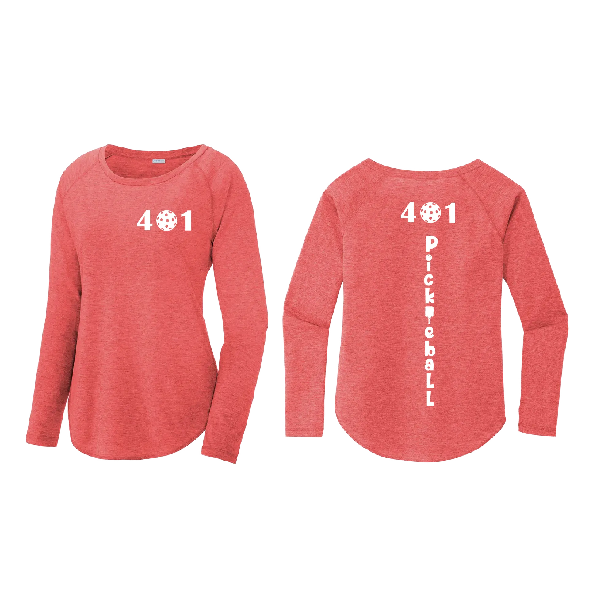 401 Rhode Island Pickleball Club | Women's Long Sleeve Scoop Neck Pickleball Shirts | 75/13/12 poly/cotton/rayon