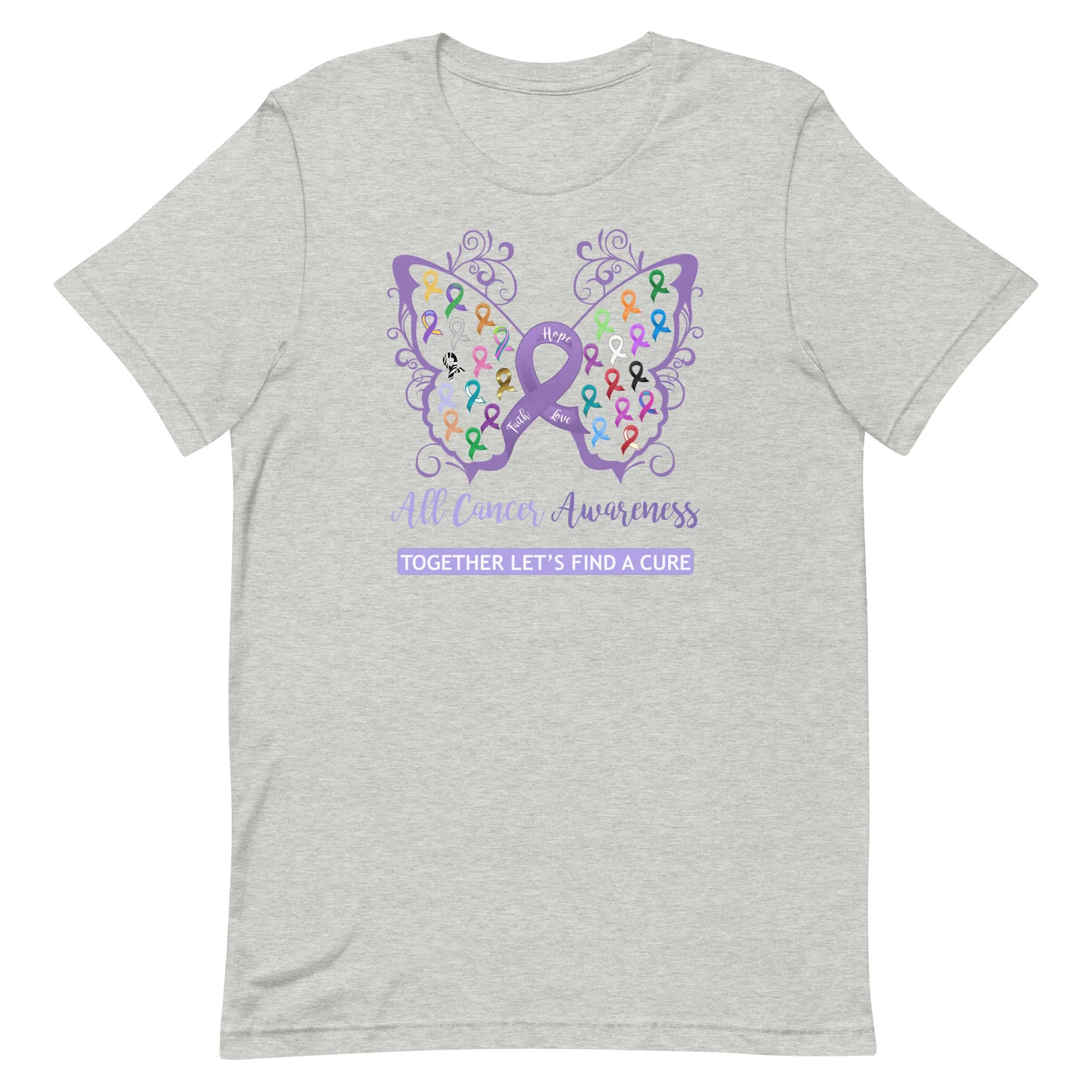 All Cancer Awareness Filigree Butterfly T-Shirt - Several Colors Available