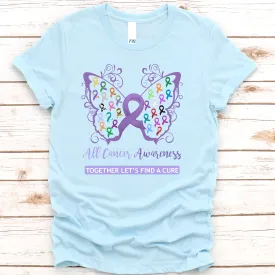 All Cancer Awareness Filigree Butterfly T-Shirt - Several Colors Available