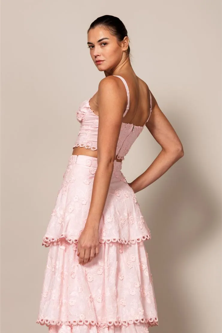 Angelica Eyelet Ruffled Crop and Maxi Skirt Set (Sold Separately)