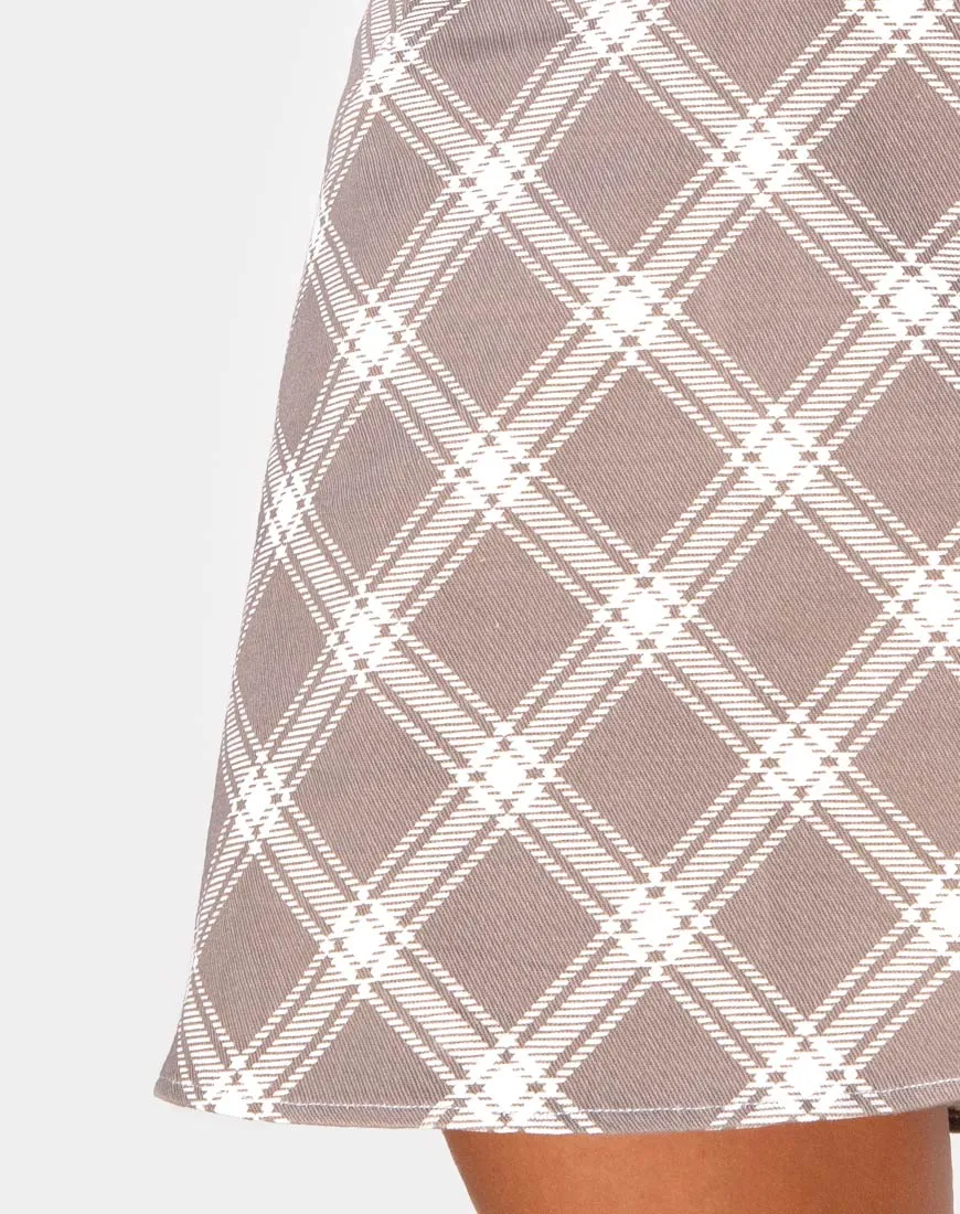 Annie Skirt in Grunge Check Taupe