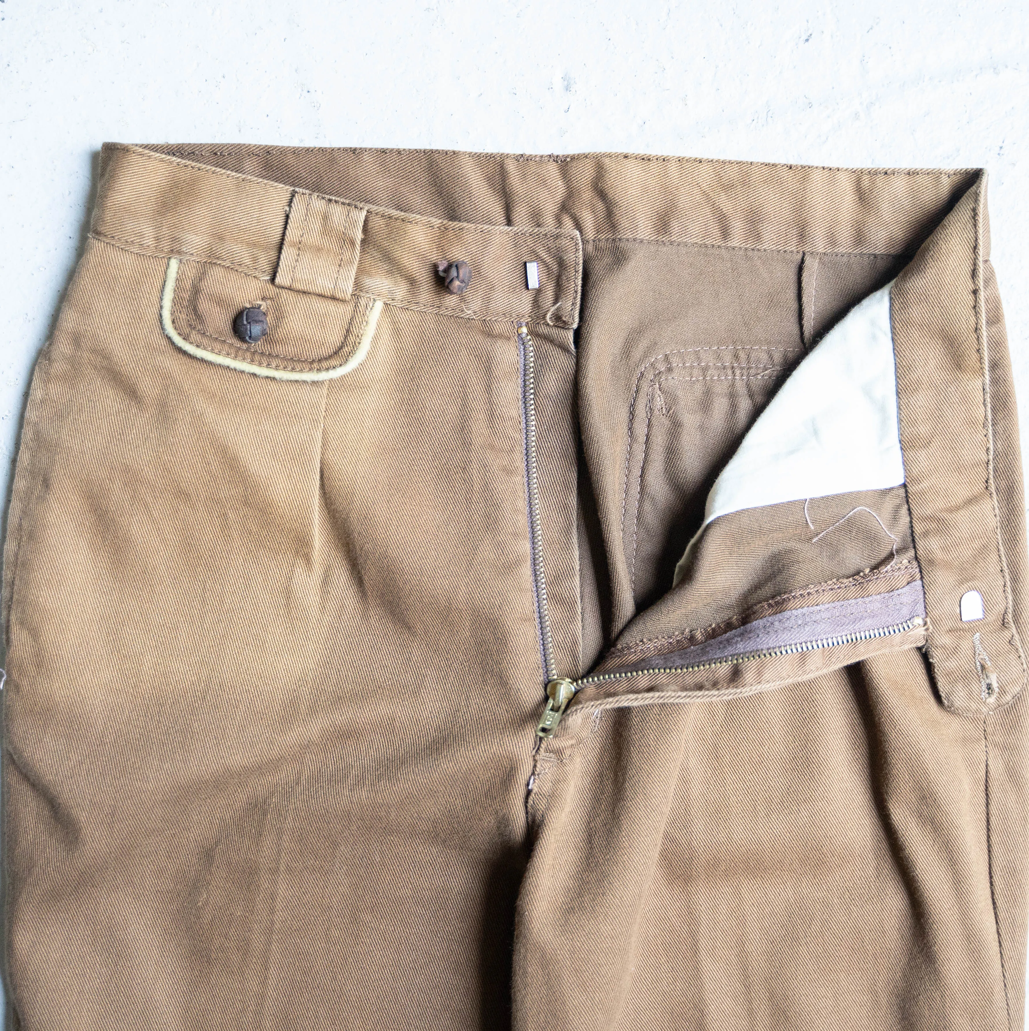 around 1980s brown color flare chino pants -good fade-　