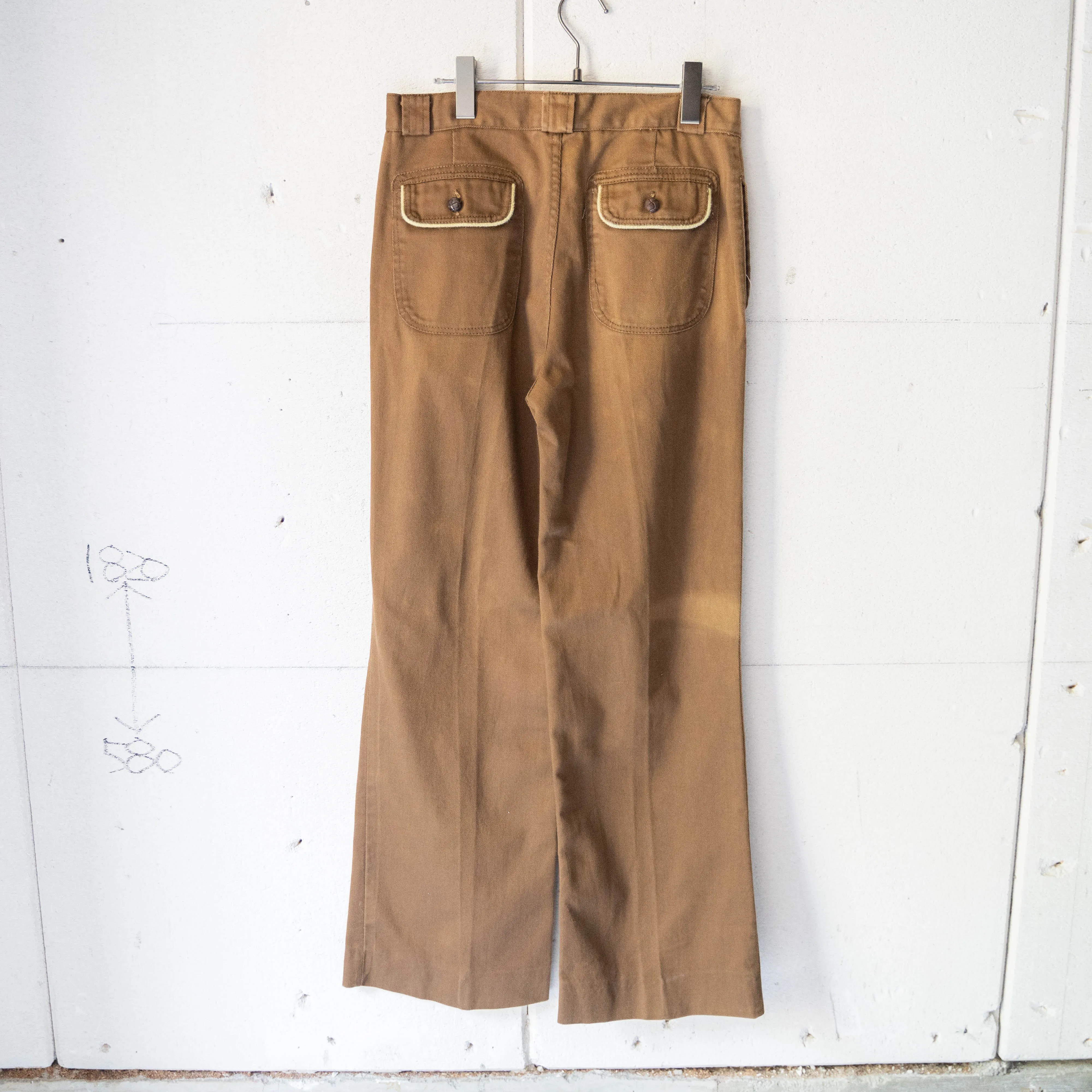 around 1980s brown color flare chino pants -good fade-　