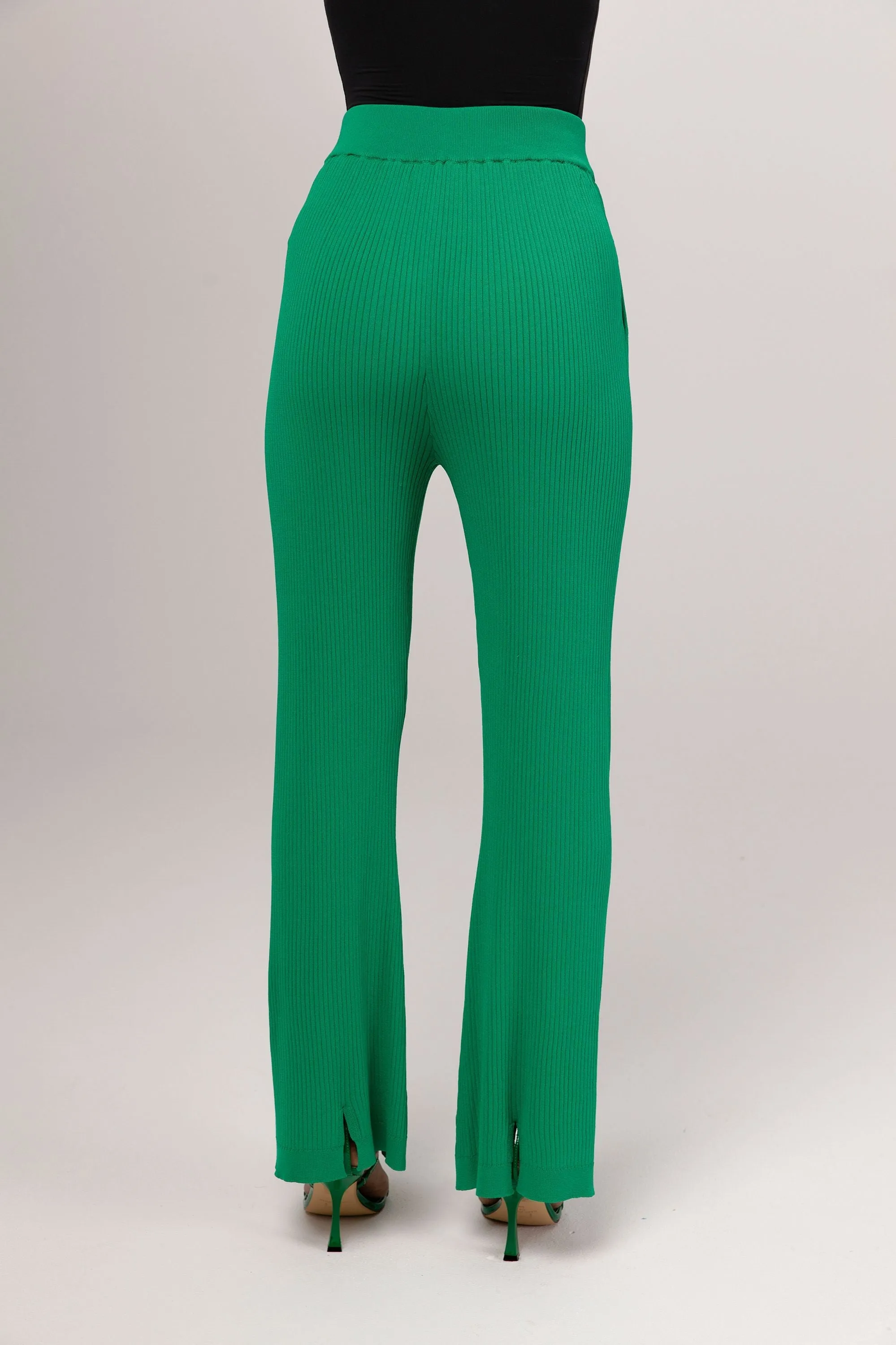 Asma Lite Rib Wide Leg Pants - Jade