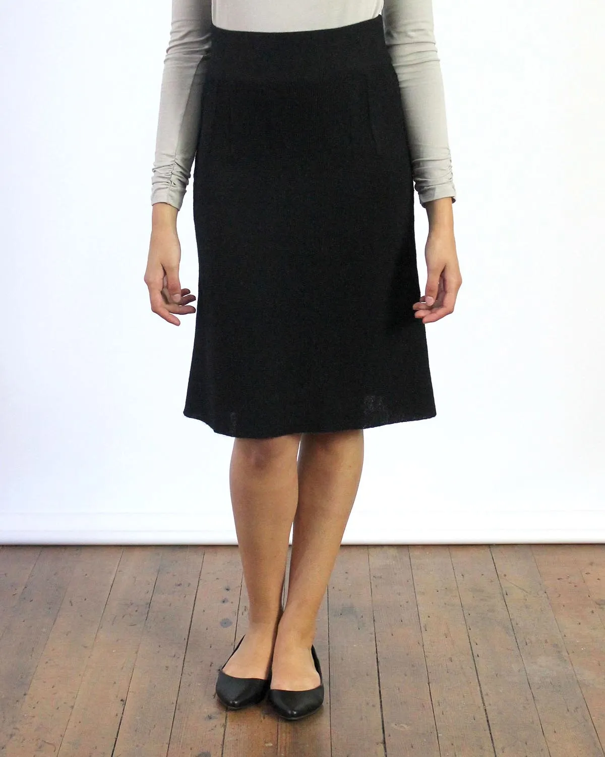 Banded Alpaca Knit Pencil Skirt