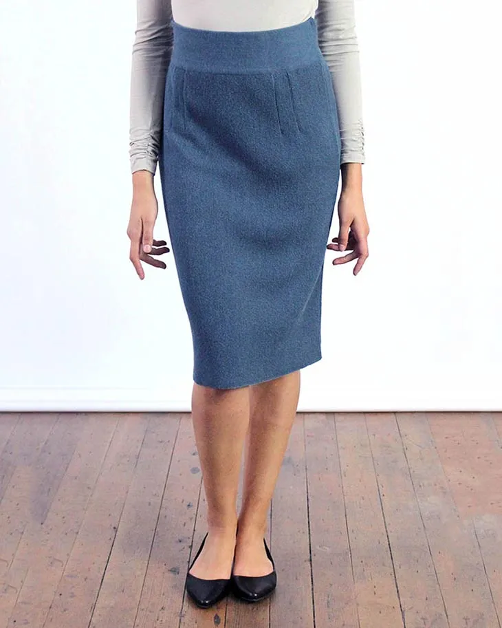 Banded Alpaca Knit Pencil Skirt