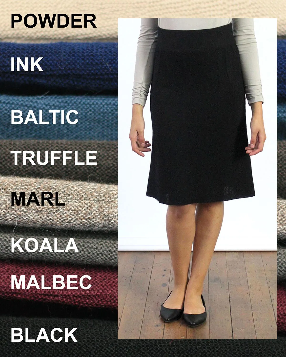 Banded Alpaca Knit Pencil Skirt