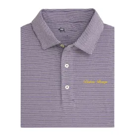 Baton Rouge Town Script Birdie Stripe Performance Polo - Loganberry