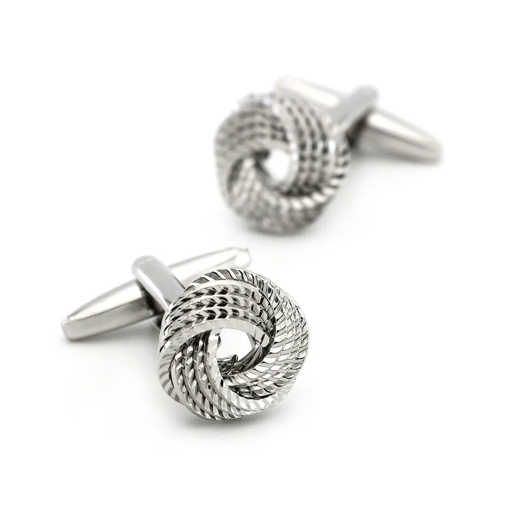 Bedford Silver Knot Rhodium Plated Copper Cufflinks