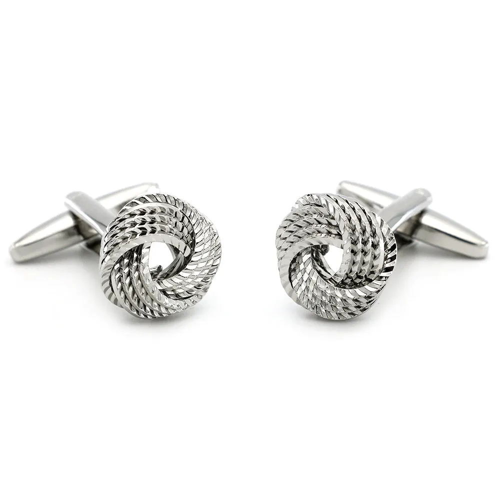 Bedford Silver Knot Rhodium Plated Copper Cufflinks