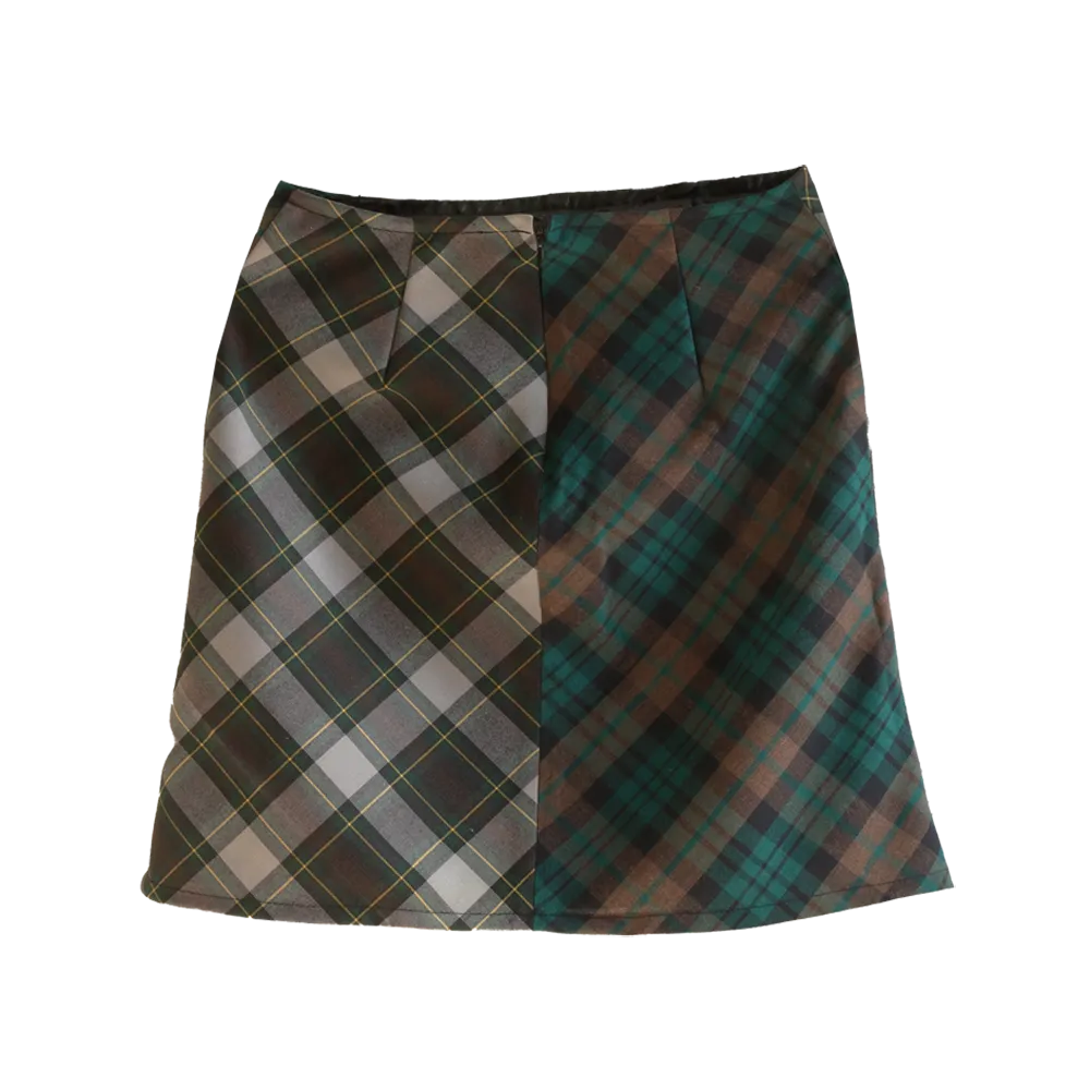 Bias Plaid Mini Skirt