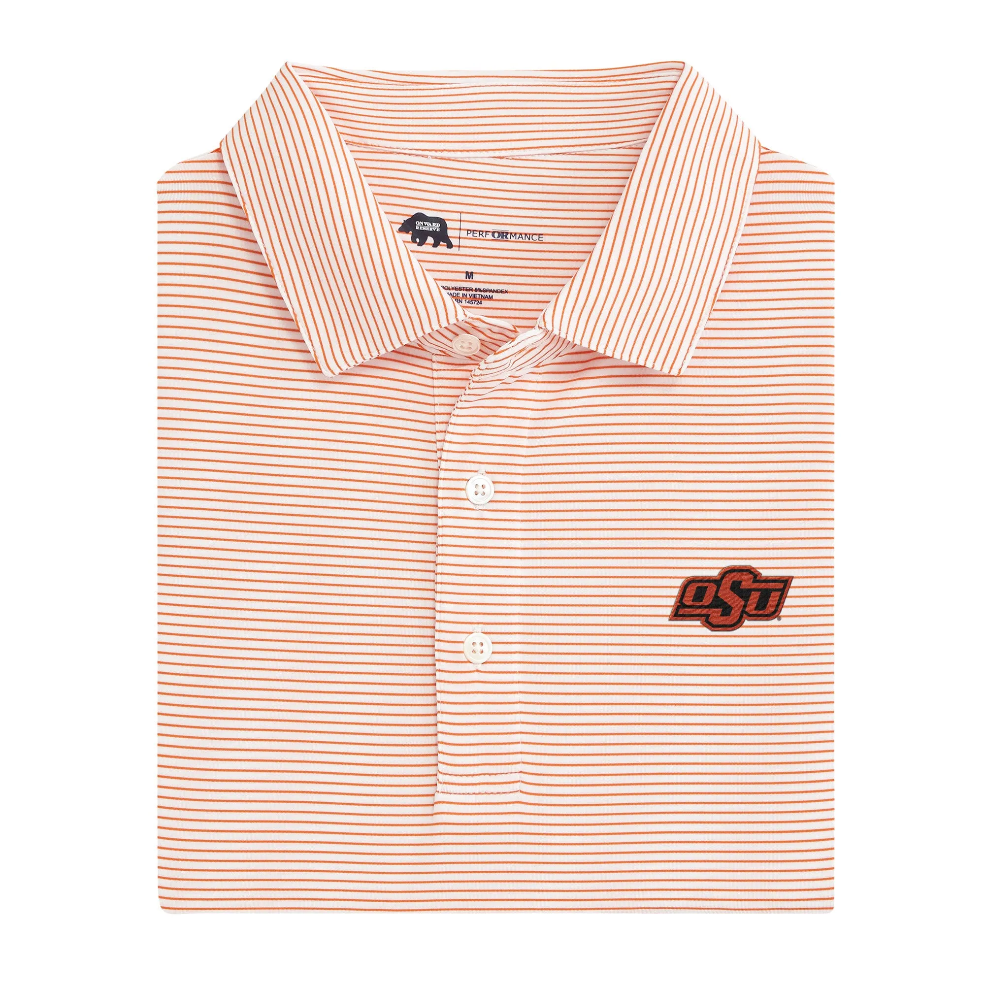 Birdie Stripe Oklahoma State Performance Polo - Orange