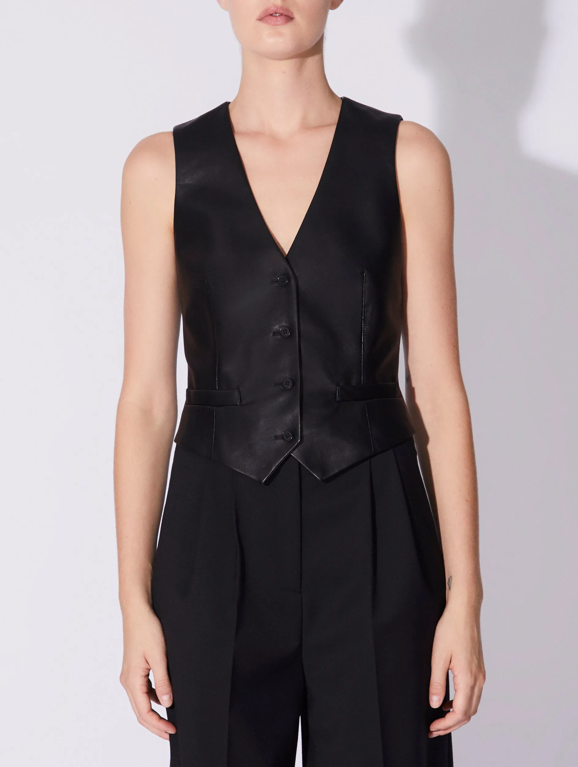 Black plongé lambskin suit waistcoat