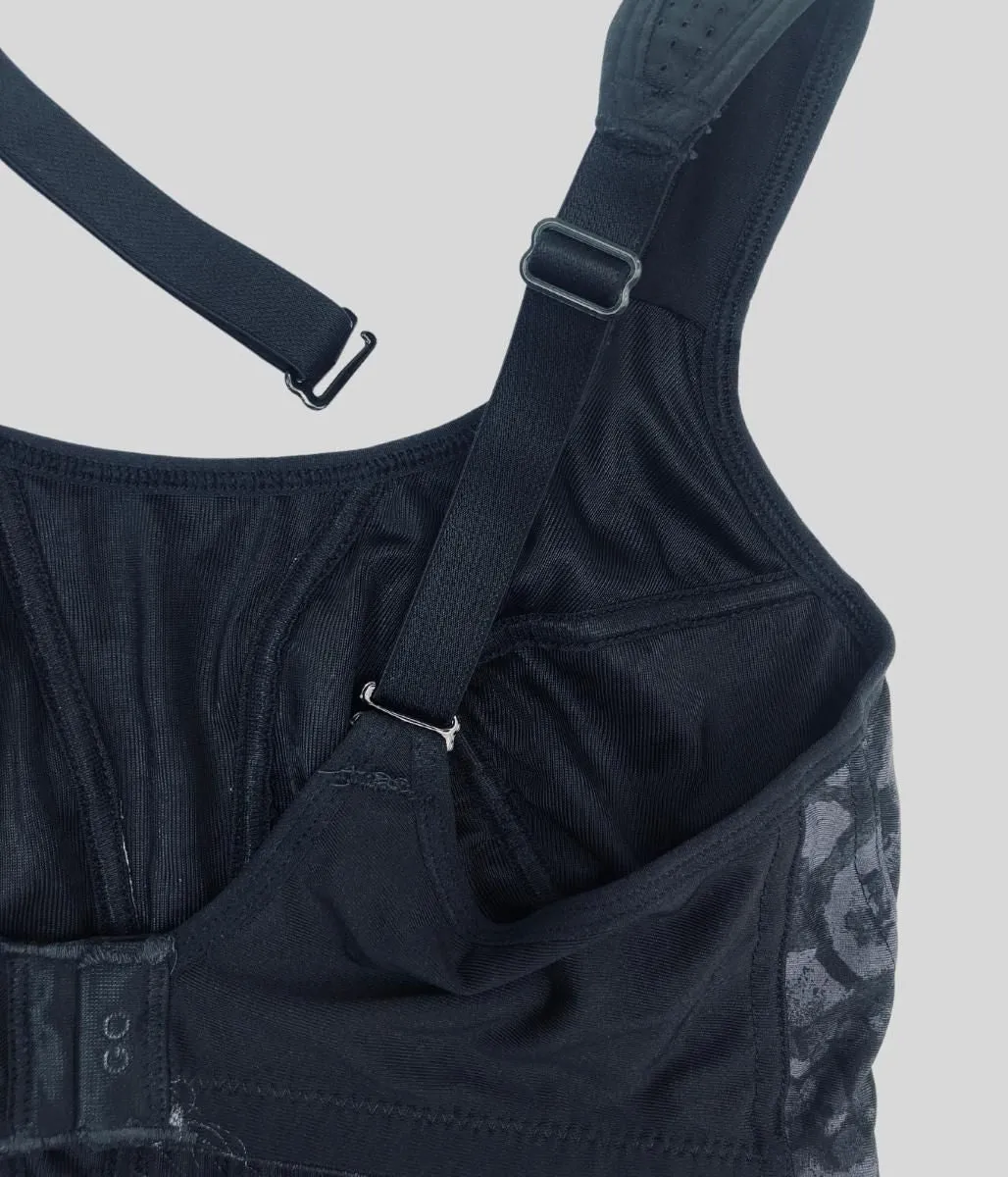 Black Print Ultimate Support Sports Bra