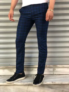 Blue Checkered Slim Fit Casual Pant DJ132 Streetwear Pant