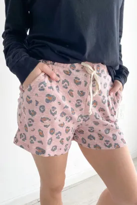 Blush Leopard Thermal Knit Shorts | FINAL SALE