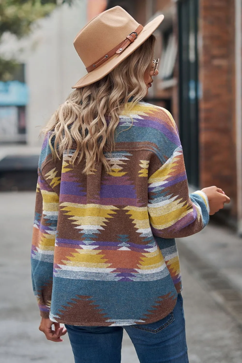 Boho Print Collar Neck Jacket