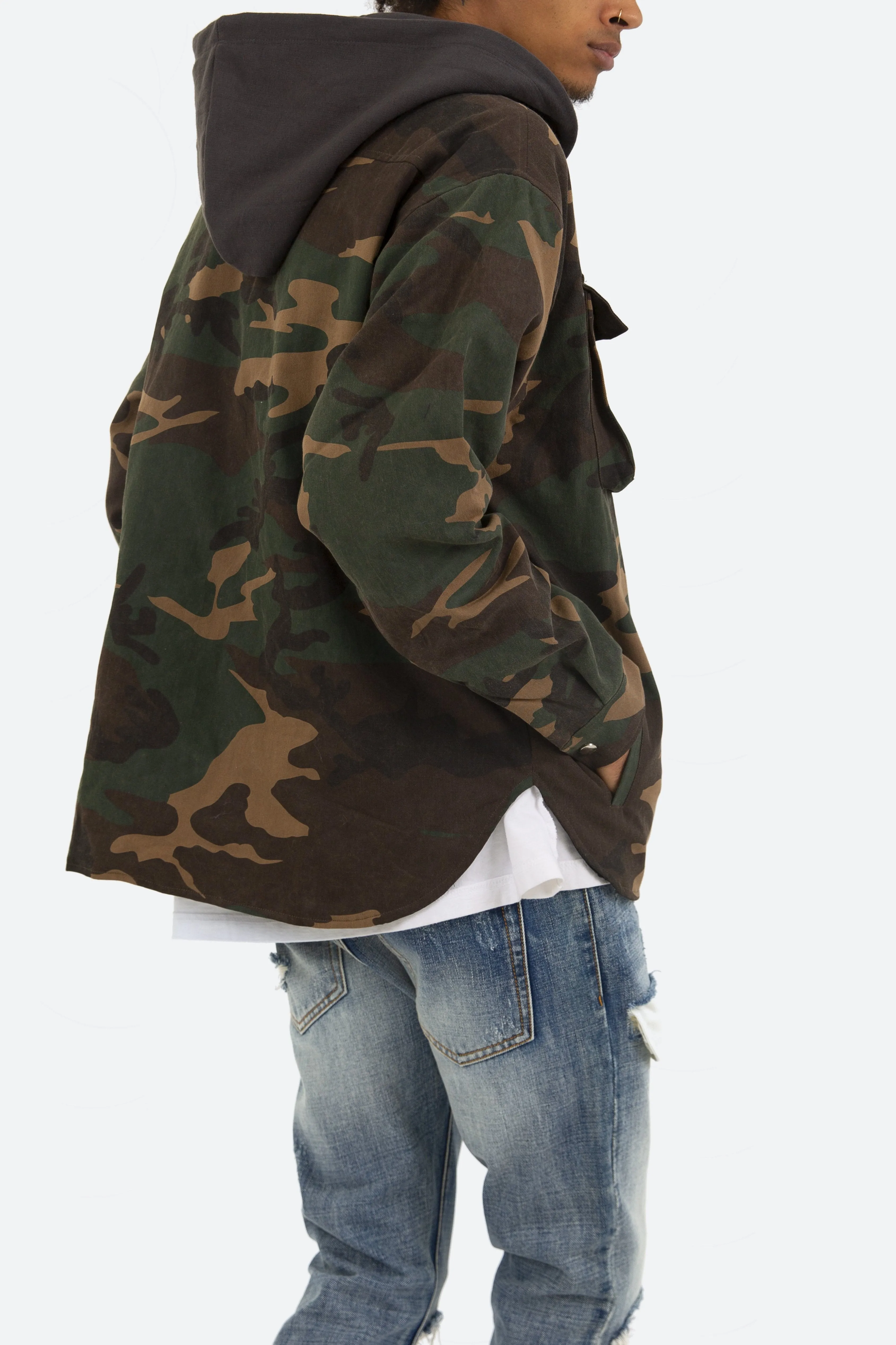 Camo Hooded Zip Up - Woodland Camo