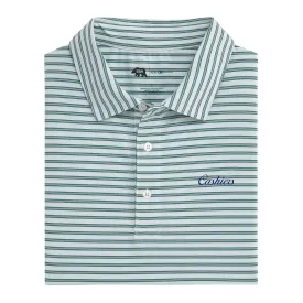 Cashiers Town Script Wedge Stripe Performance Polo - Botanical Garden