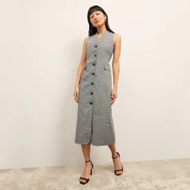 Cassandra Dress - Gingham Linen :: Black/White