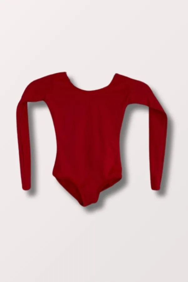 Childrens Team Basics Long Sleeve Nylon/Lycra Leotard - Red