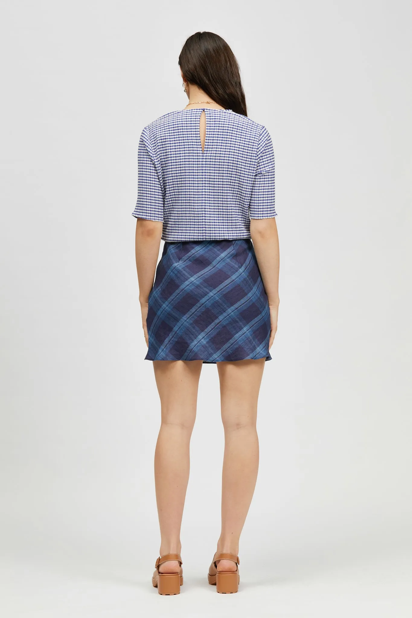 Curto Skirt Blue/Navy Check