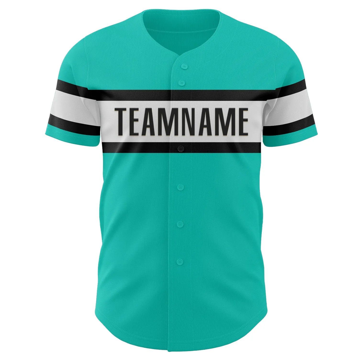 Custom Aqua White-Black Authentic Baseball Jersey