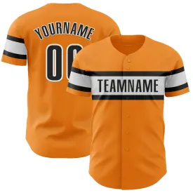 Custom Bay Orange Black-White Authentic Baseball Jersey