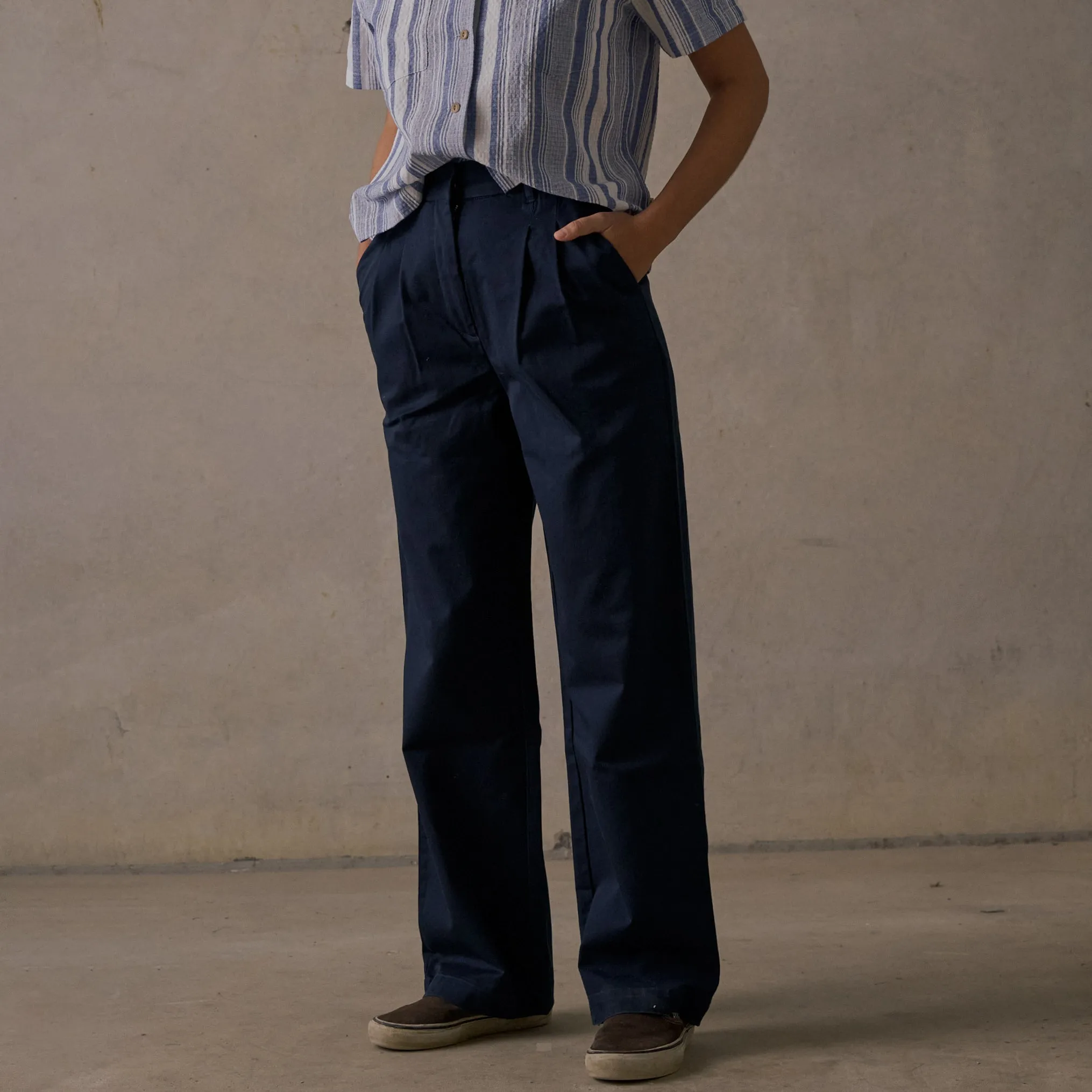 Double Pleated Twill Pants