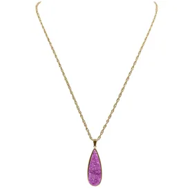 Druzy Collection -Blush Quartz Drop Necklace Gold