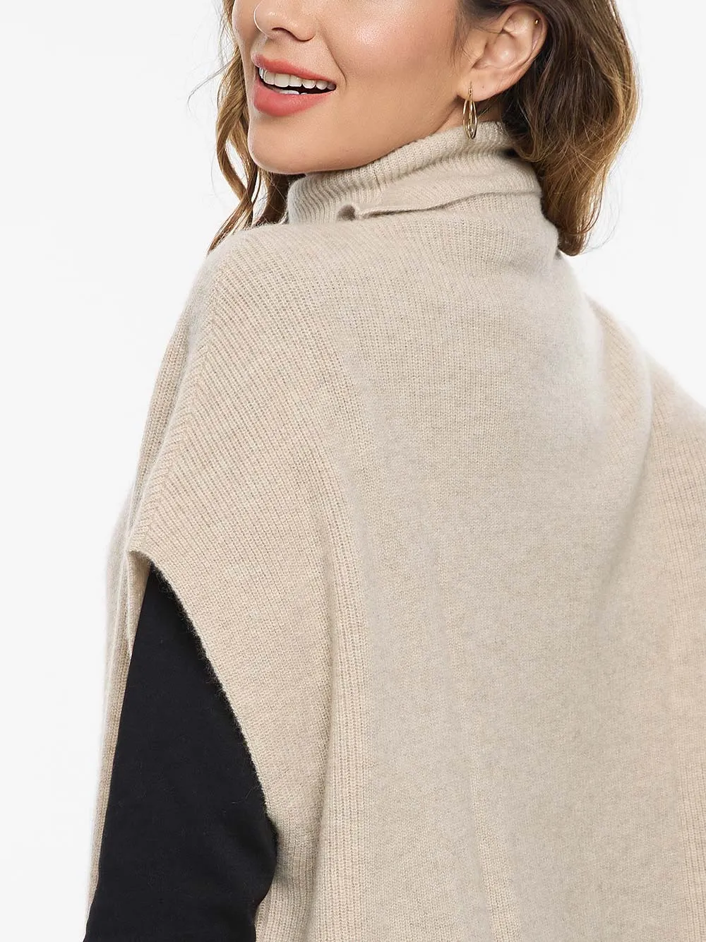 Ecru Oversized Cashmere Vest