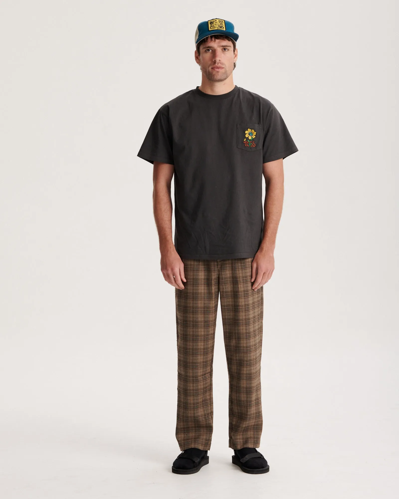 Harro Check Pleat Pant - Brown