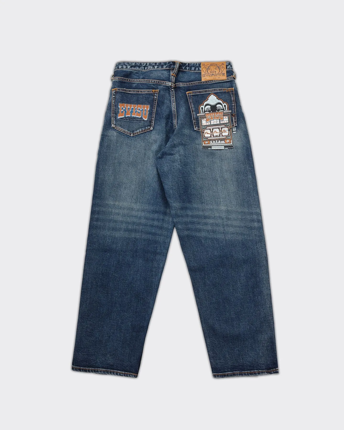 Jeans Evisu & Slot Embroidery Denim Blu