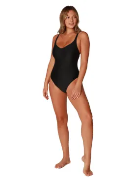 Junior V-neck one piece bathing suit in vibrant solid colors