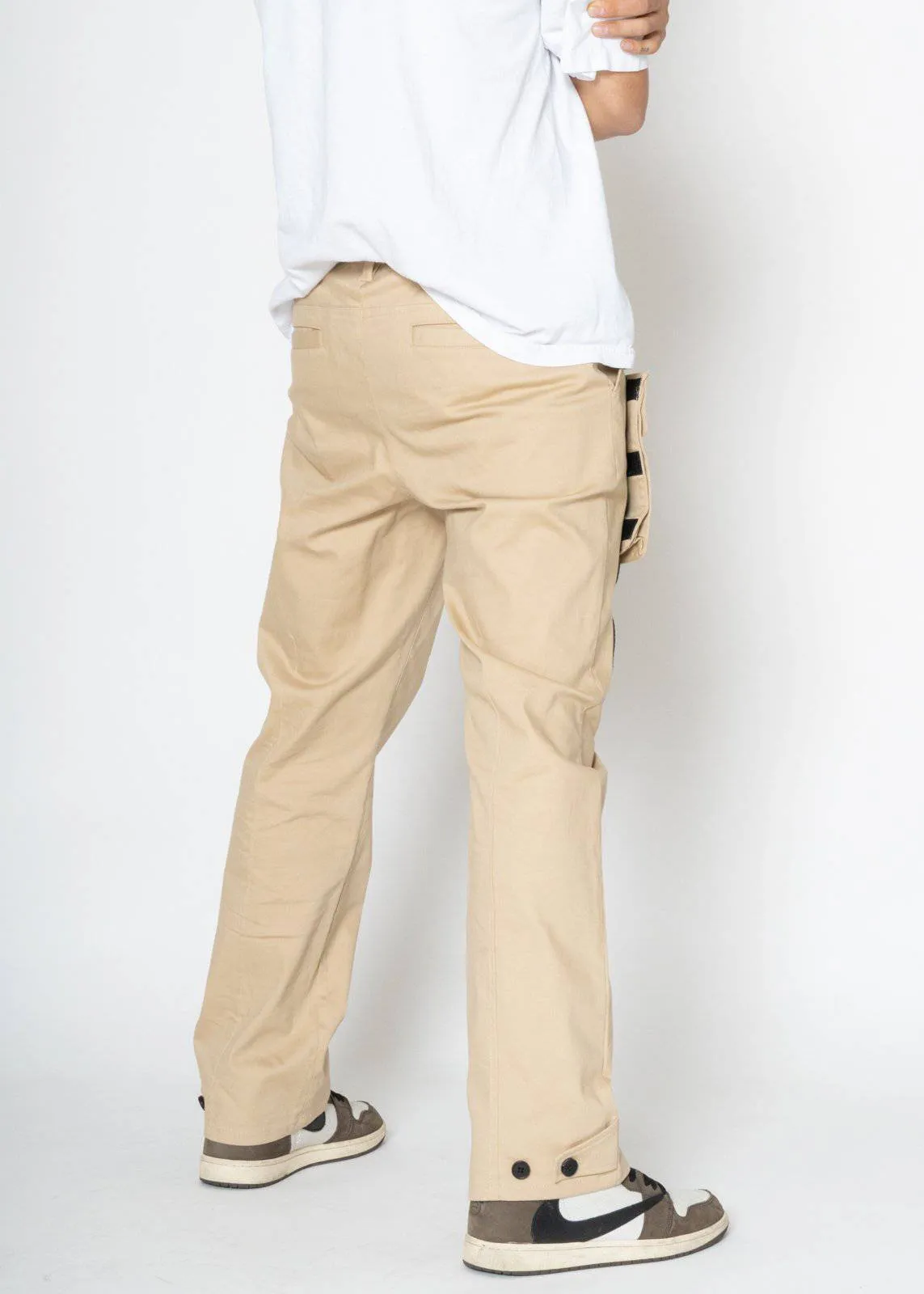 Konus Men's Cargo Pants with Removable Pocket in Khaki