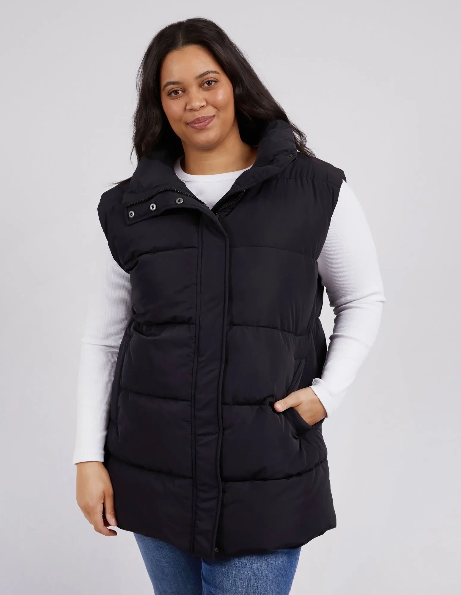 Longline Puffer Vest Black