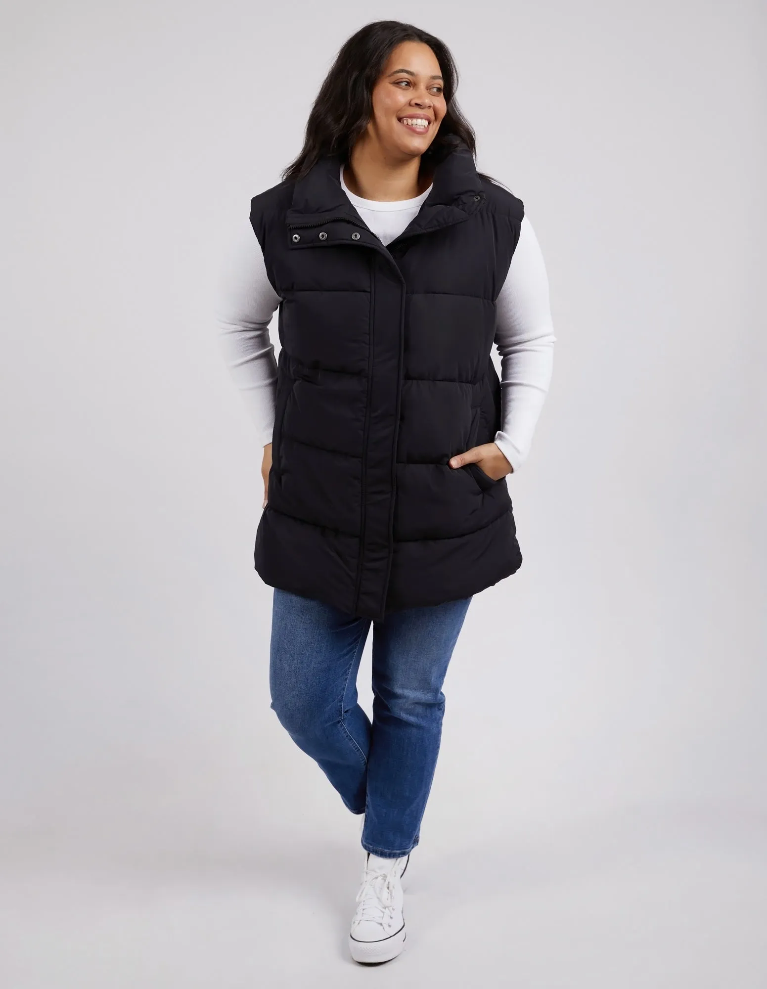 Longline Puffer Vest Black