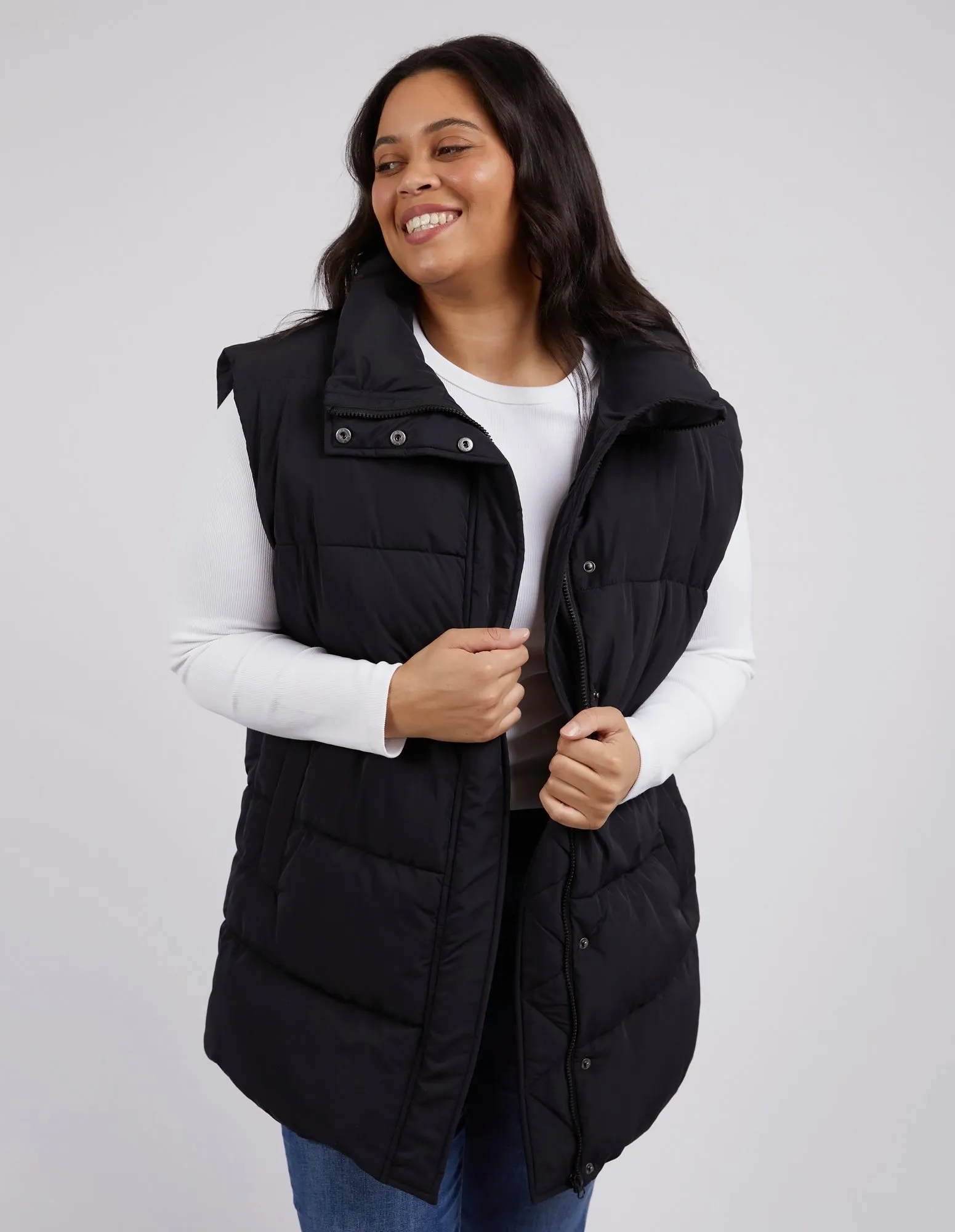 Longline Puffer Vest Black