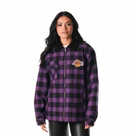 LOS ANGELES LAKERS FLANNEL ZIP FRONT JACKET - PURPLE